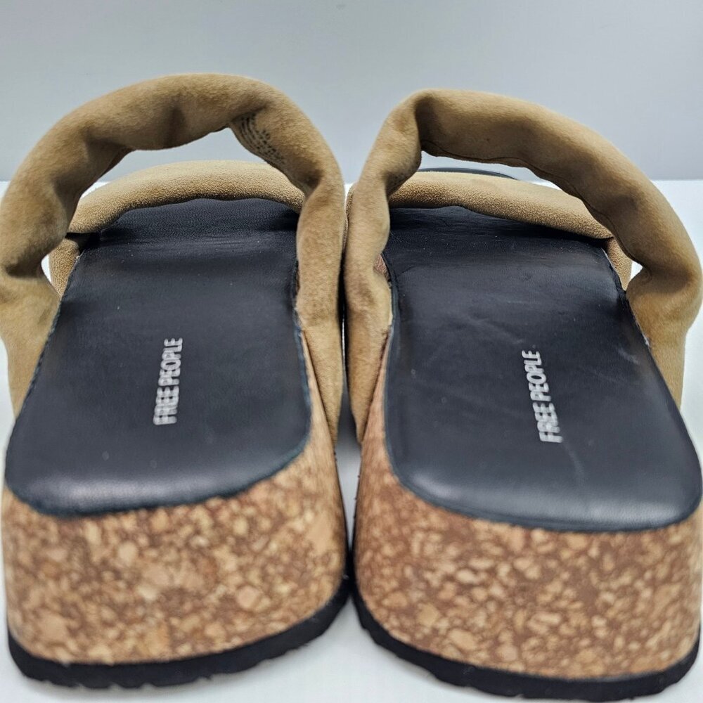 Free People Fairmount Sandal Womens 10 Taupe Tan Suede Cork Platform Slide NEW - Picture 10 of 13